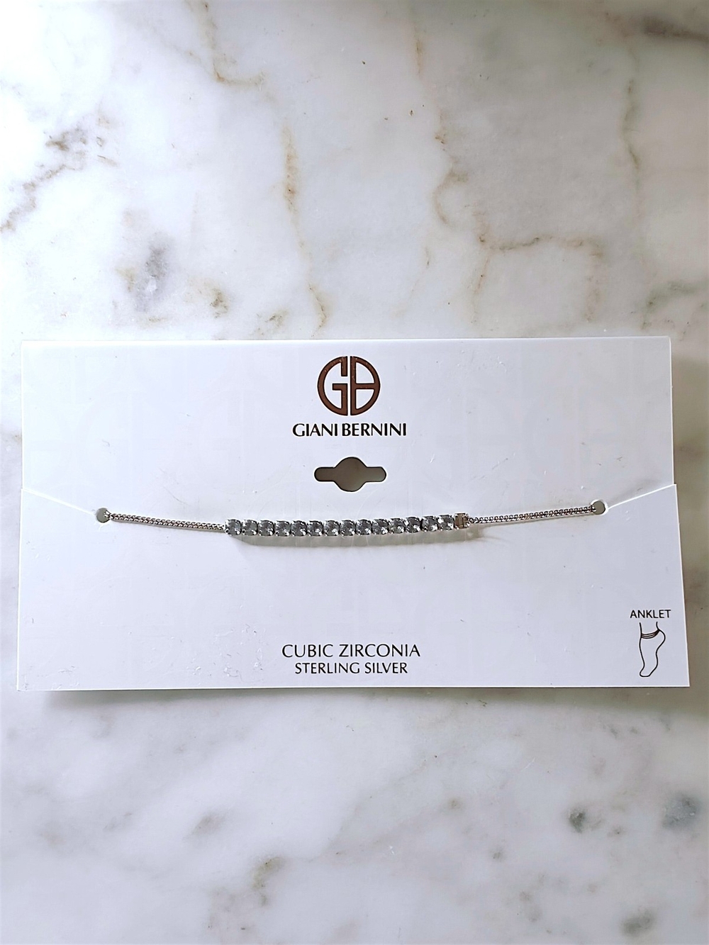 Giani Bernini Sterling Silver Cubic Zirconia Anklet - Silver - Picture 3 of 5